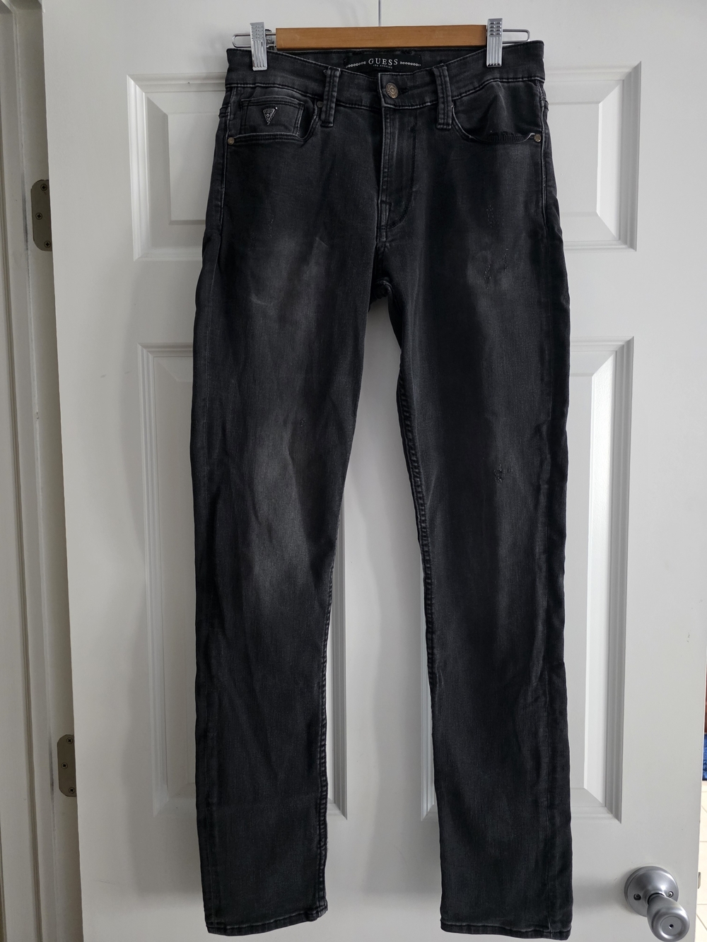 GUESS Men's Washed Black Slim Jeans